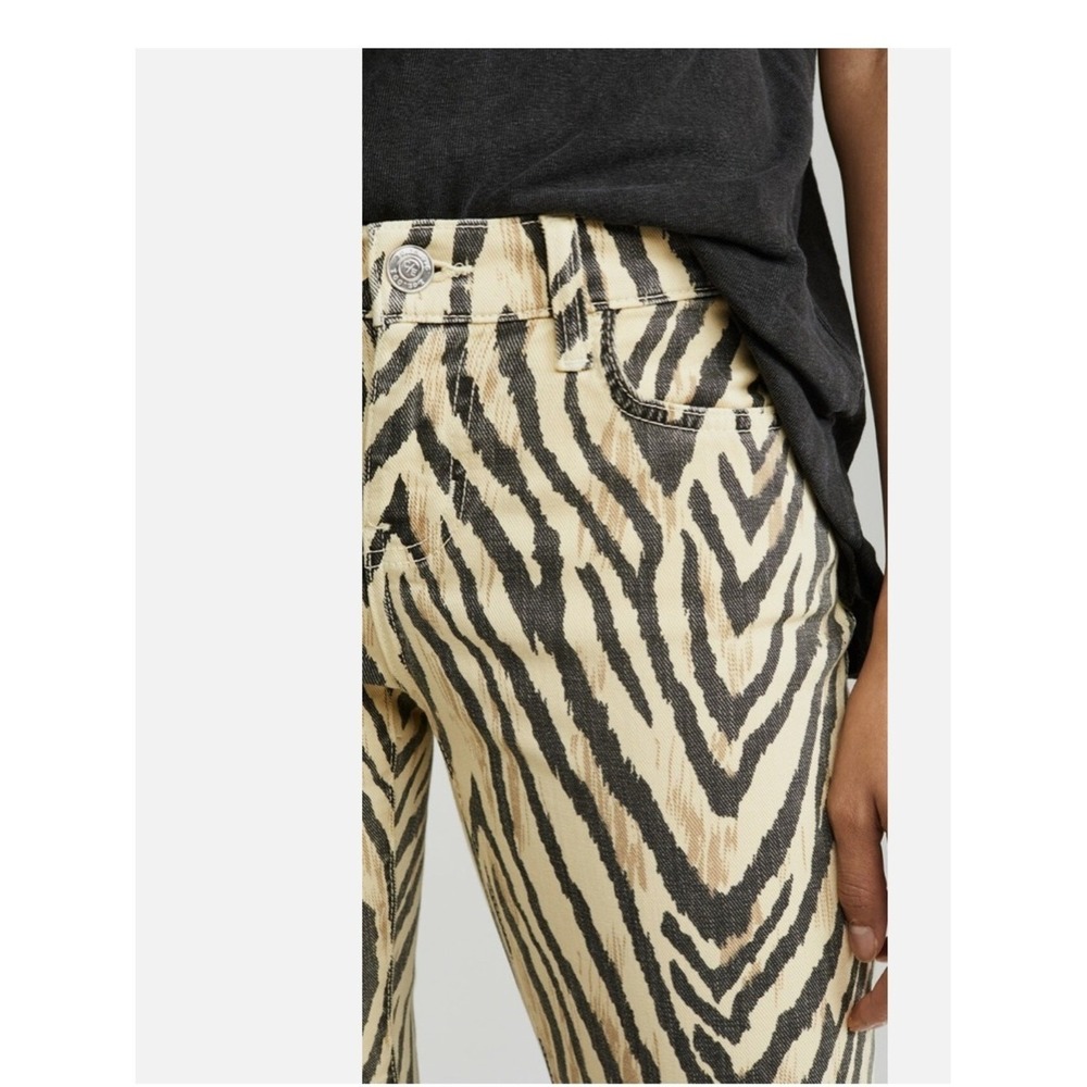 Current/Elliott The Ruby Crop Zebra Print Capris Cream Black 29 - Picture 2 of 9
